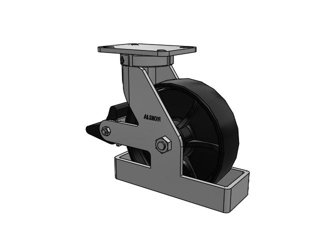 410 Series Top Plate Swivel Caster with 10 x 3 Black Paint FR - Ductile Iron Crowned Tread Wheel and Poly Lock Integrated Brake