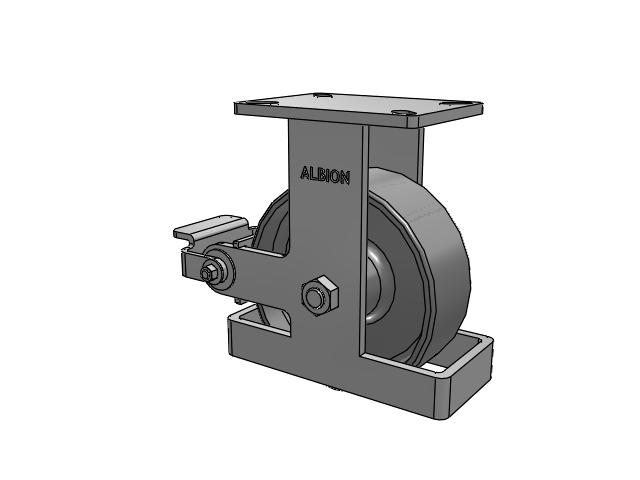 410 Series Top Plate Rigid Caster with 8 x 3 Clear Coat Enamel FS - Drop-Forged Steel Wheel and Poly Cam Brake