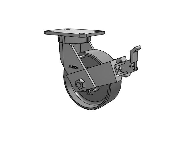 410 Series Top Plate Swivel Caster with 8 x 3 Clear Coat Enamel FS - Drop-Forged Steel Wheel and Face Brake