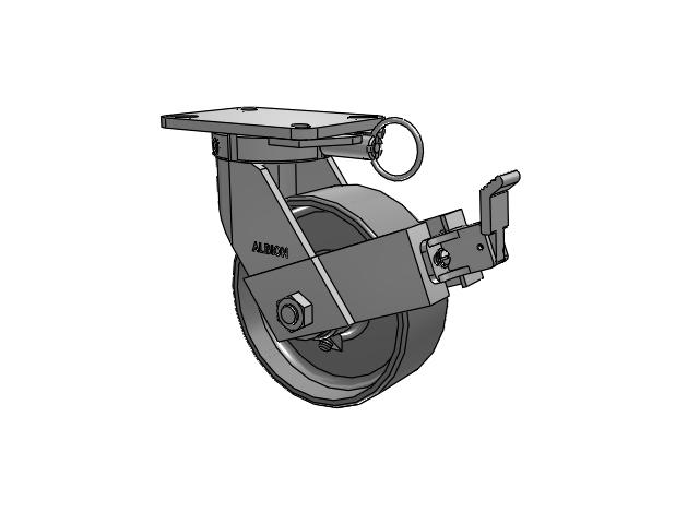 410 Series Top Plate Swivel Caster with 8 x 3 Clear Coat Enamel FS - Drop-Forged Steel Wheel and Face Brake