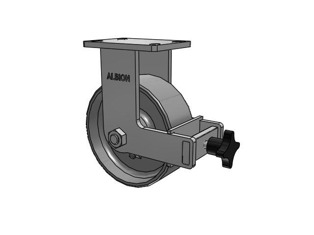 Roulette rigide à plaque supérieure de la série 410, avec émail transparent 8 x 3 FS – Roue en acier forgé et frein de surface