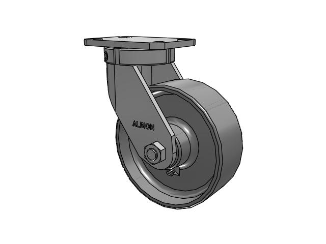 410 Series Top Plate Swivel Caster with 8 x 3 Clear Coat Enamel FS - Drop-Forged Steel Wheel