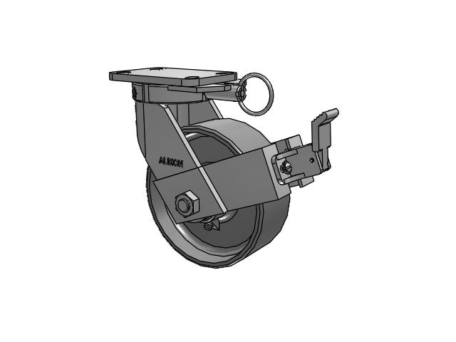 410 Series Top Plate Swivel Caster with 8 x 3 Clear Coat Enamel FS - Drop-Forged Steel Wheel and Face Brake