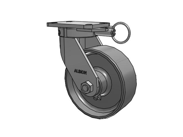 410 Series Top Plate Swivel Caster with 8 x 3 Clear Coat Enamel FS - Drop-Forged Steel Wheel