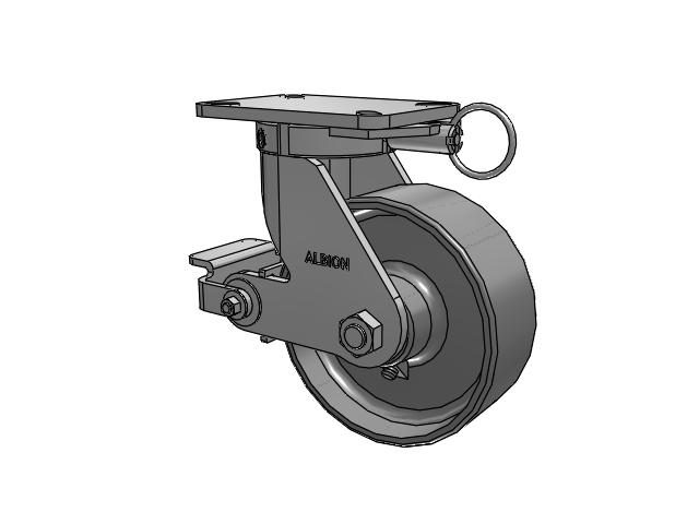 410 Series Top Plate Swivel Caster with 8 x 3 Clear Coat Enamel FS - Drop-Forged Steel Wheel and Poly Cam Brake