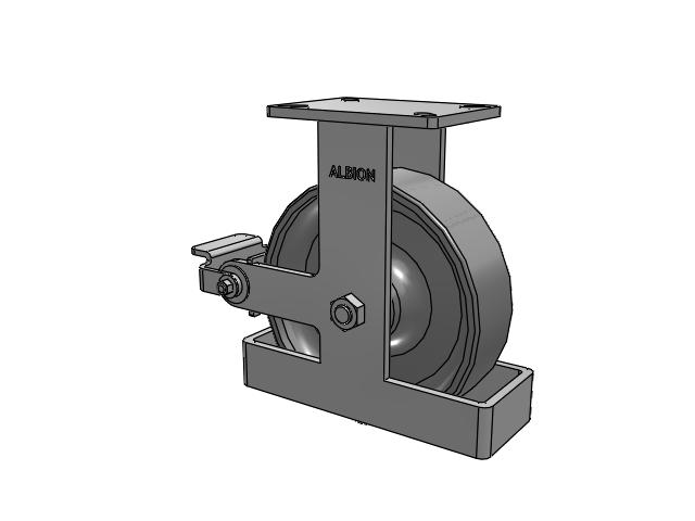 410 Series Top Plate Rigid Caster with 10 x 3 Clear Coat Enamel FS - Drop-Forged Steel Wheel and Poly Cam Brake