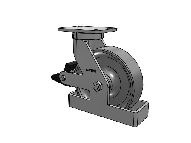410 Series Top Plate Swivel Caster with 10 x 3 Clear Coat Enamel FS - Drop-Forged Steel Wheel and Poly Lock Integrated Brake