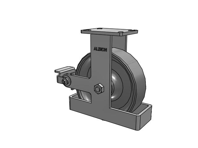 410 Series Top Plate Rigid Caster with 10 x 3 Clear Coat Enamel FS - Drop-Forged Steel Wheel and Poly Cam Brake