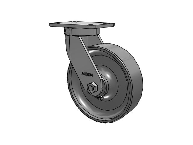 410 Series Top Plate Swivel Caster with 10 x 3 Clear Coat Enamel FS - Drop-Forged Steel Wheel