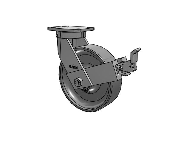 410 Series Top Plate Swivel Caster with 10 x 3 Clear Coat Enamel FS - Drop-Forged Steel Wheel and Face Brake