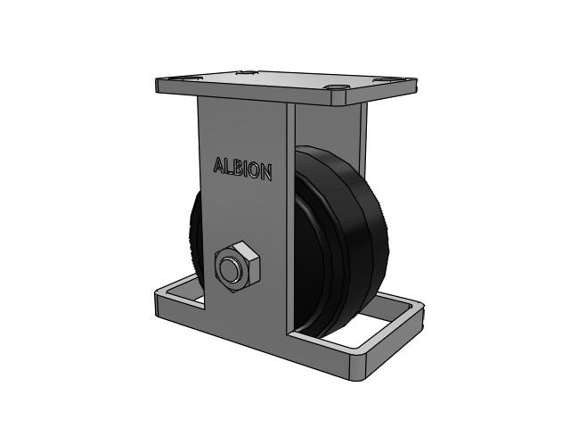 410 Series Top Plate Rigid Caster with 6 x 3 Black Tread on Black Enamel Core MR - Moldon Rubber (Cast Iron Core) Wheel