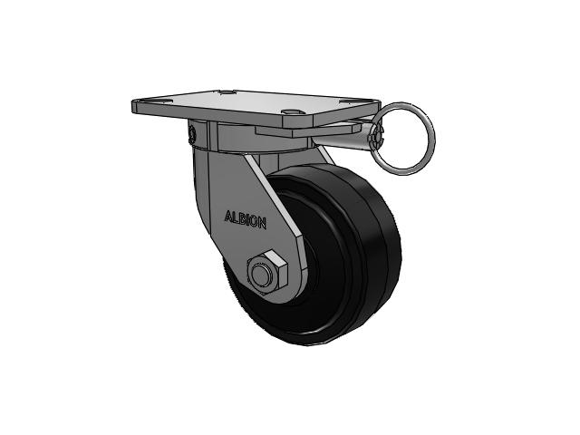 410 Series Top Plate Swivel Caster with 6 x 3 Black Tread on Black Enamel Core MR - Moldon Rubber (Cast Iron Core) Wheel