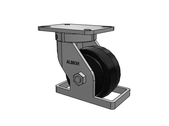 410 Series Top Plate Swivel Caster with 6 x 3 Black Tread on Black Enamel Core MR - Moldon Rubber (Cast Iron Core) Wheel