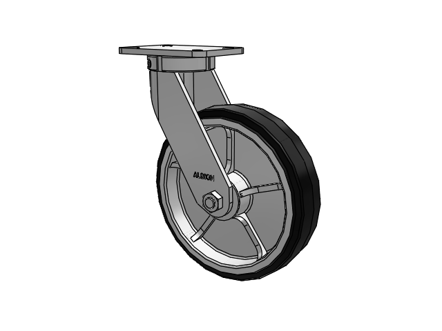 410 Series Top Plate Swivel Caster with 12 x 3 Black Tread on Black Enamel Core MR - Moldon Rubber (Cast Iron Core) Wheel