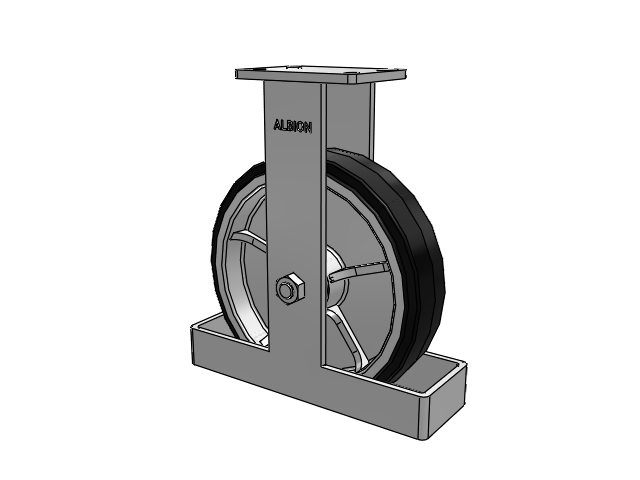 410 Series Top Plate Rigid Caster with 12 x 3 Black Tread on Black Enamel Core MR - Moldon Rubber (Cast Iron Core) Wheel