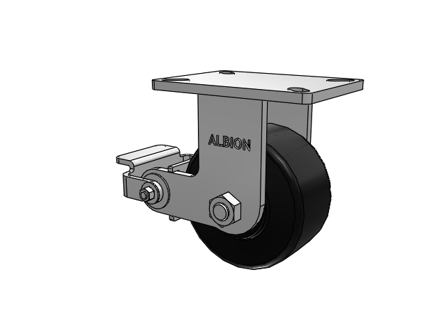 410 Series Top Plate Rigid Caster with 6 x 3 Black Polymer NX - Trionix High Impact Polymer Wheel and Poly Cam Brake