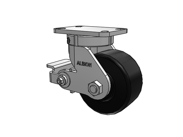 410 Series Top Plate Swivel Caster with 6 x 3 Black Polymer NX - Trionix High Impact Polymer Wheel and Poly Cam Brake