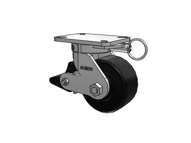 410 Series Top Plate Swivel Caster with 6 x 3 Black Polymer NX - Trionix High Impact Polymer Wheel and Poly Lock Integrated Brake