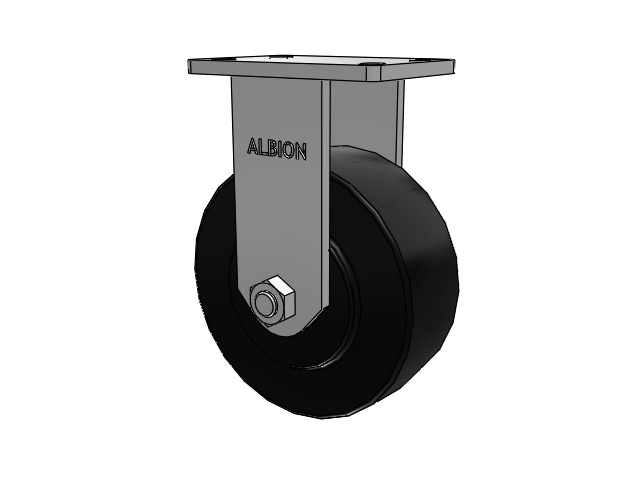 410 Series Top Plate Rigid Caster with 8 x 3 Black Polymer NX - Trionix High Impact Polymer Wheel