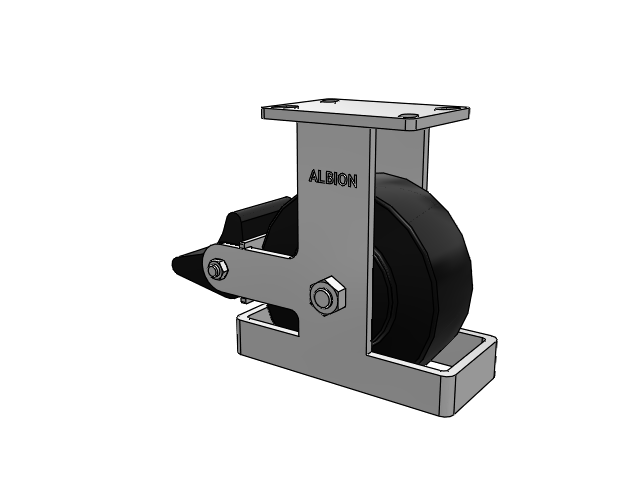 410 Series Top Plate Rigid Caster with 8 x 3 Black Polymer NX - Trionix High Impact Polymer Wheel and Poly Lock Integrated Brake