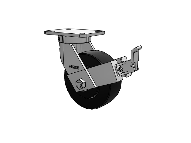 410 Series Top Plate Swivel Caster with 8 x 3 Black Polymer NX - Trionix High Impact Polymer Wheel and Face Brake