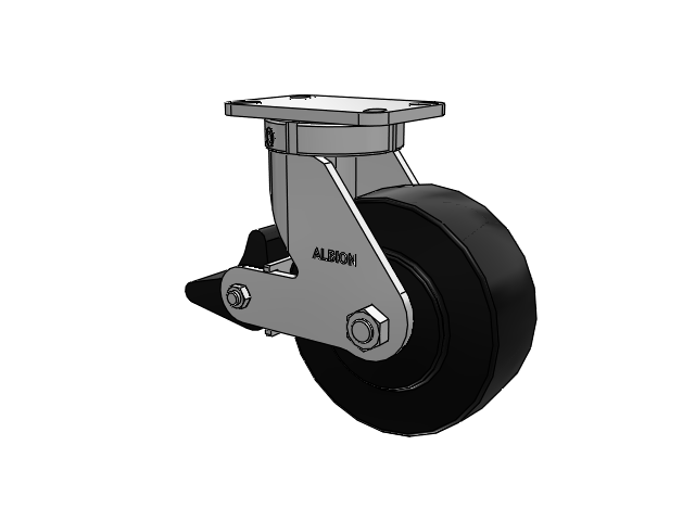 410 Series Top Plate Swivel Caster with 8 x 3 Black Polymer NX - Trionix High Impact Polymer Wheel and Poly Lock Integrated Brake