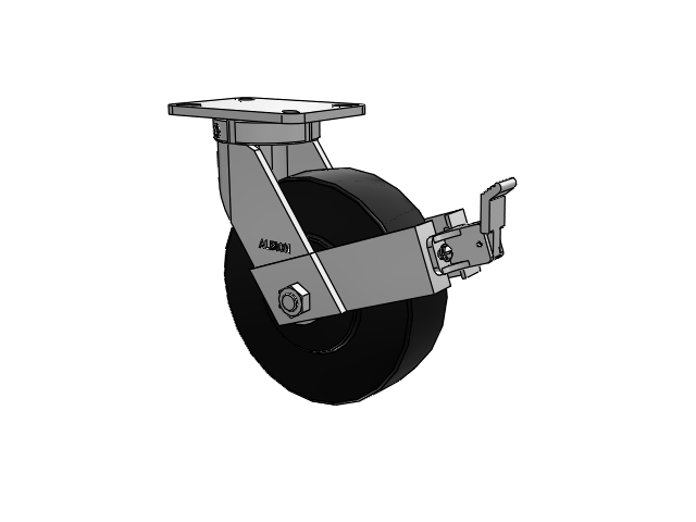 410 Series Top Plate Swivel Caster with 10 x 3 Black Polymer NX - Trionix High Impact Polymer Wheel and Face Brake