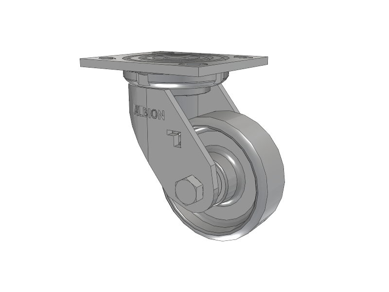16 Series Top Plate Swivel Caster with 4 x 1.5 Grey Enamel CA - Cast Iron Wheel