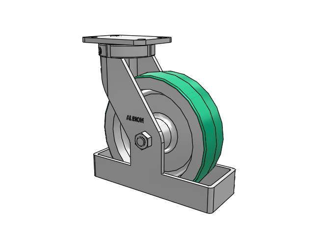 410 Series Top Plate Swivel Caster with 10 x 3 Green Tread on Aluminum Core PD - Polyurethane (Aluminum Core) Wheel