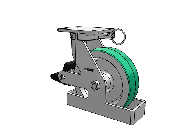 410 Series Top Plate Swivel Caster with 10 x 3 Green Tread on Aluminum Core PD - Polyurethane (Aluminum Core) Wheel and Poly Lock Integrated Brake
