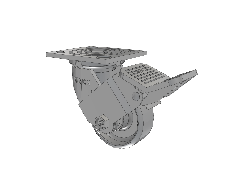16 Series Top Plate Swivel Caster with 4 x 1.5 Grey Enamel CA - Cast Iron Wheel and Face Brake