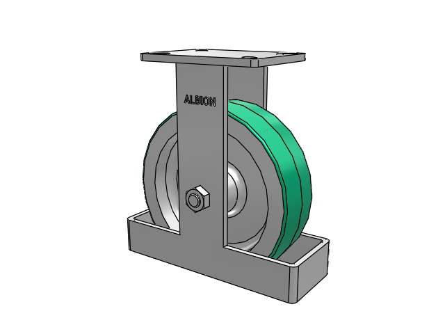 410 Series Top Plate Rigid Caster with 10 x 3 Green Tread on Aluminum Core PD - Polyurethane (Aluminum Core) Wheel