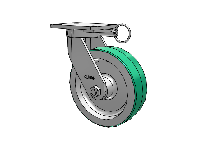 410 Series Top Plate Swivel Caster with 10 x 3 Green Tread on Aluminum Core PD - Polyurethane (Aluminum Core) Wheel