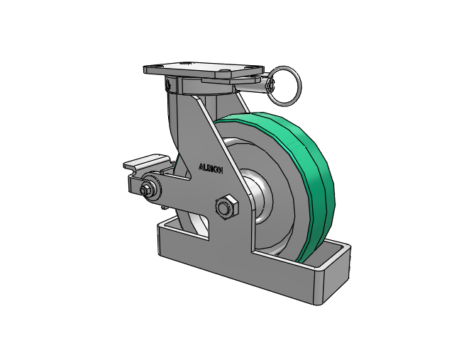 410 Series Top Plate Swivel Caster with 10 x 3 Green Tread on Aluminum Core PD - Polyurethane (Aluminum Core) Wheel and Poly Cam Brake
