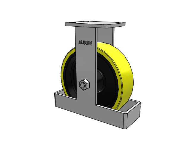 410 Series Top Plate Rigid Caster with 10 x 3 Yellow Tread on Black Cast Iron Core PF - Polyurethane (Heavy Duty Cast Iron Core) Wheel