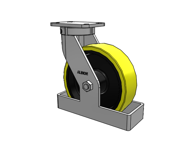 410 Series Top Plate Swivel Caster with 10 x 3 Yellow Tread on Black Cast Iron Core PF - Polyurethane (Heavy Duty Cast Iron Core) Wheel