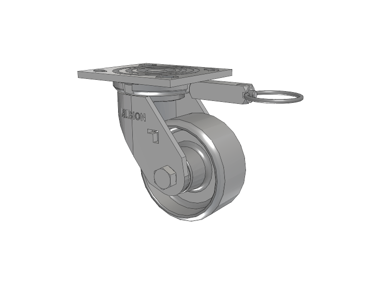 16 Series Top Plate Swivel Caster with 4 x 2 Grey Enamel CA - Cast Iron Wheel