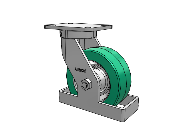 410 Series Top Plate Swivel Caster with 8 x 3 Green Tread on Black Cast Iron Core PX - Thick Polyurethane (Cast Iron Core) Wheel