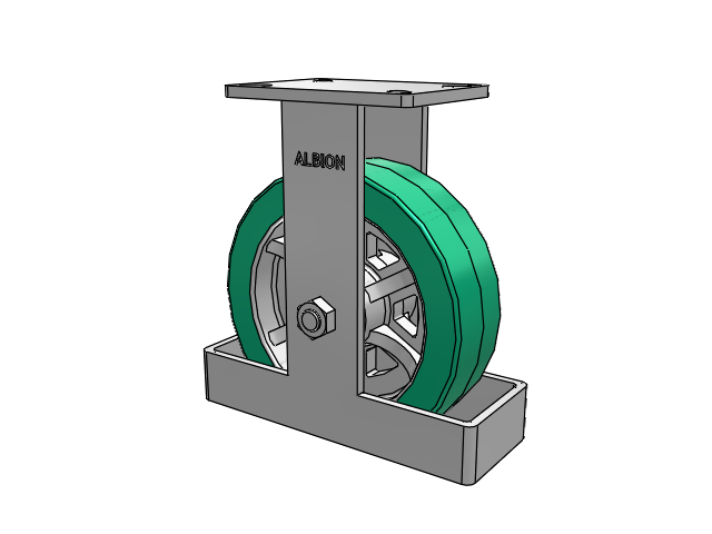 410 Series Top Plate Rigid Caster with 10 x 3 Green Tread on Black Cast Iron Core PX - Thick Polyurethane (Cast Iron Core) Wheel