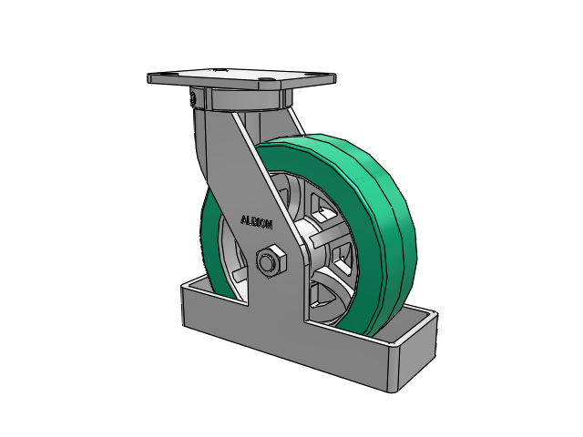 410 Series Top Plate Swivel Caster with 10 x 3 Green Tread on Black Cast Iron Core PX - Thick Polyurethane (Cast Iron Core) Wheel