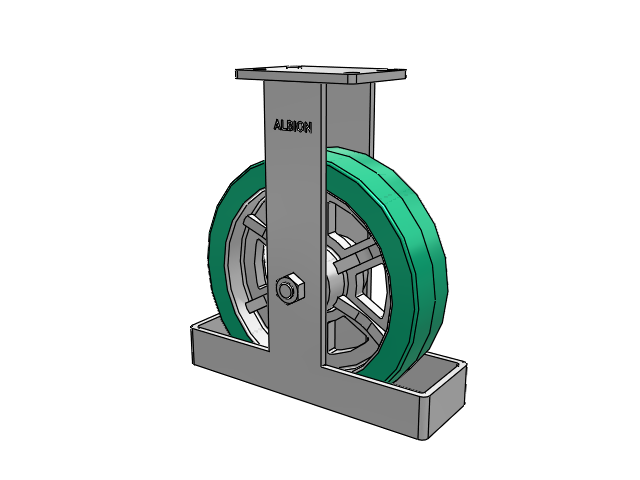 410 Series Top Plate Rigid Caster with 12 x 3 Green Tread on Black Cast Iron Core PX - Thick Polyurethane (Cast Iron Core) Wheel
