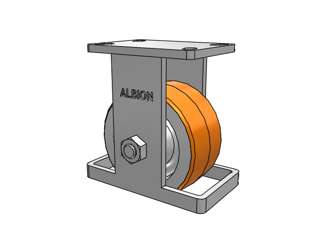 410 Series Top Plate Rigid Caster with 6 x 3 Red-Orange Tread on Cast Iron Core PY - Polyurethane 80A (Cast Iron Core) Wheel