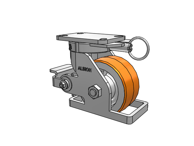 410 Series Top Plate Swivel Caster with 6 x 3 Red-Orange Tread on Cast Iron Core PY - Polyurethane 80A (Cast Iron Core) Wheel and Poly Cam Brake