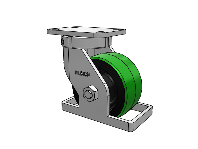 410 Series Top Plate Swivel Caster with 6 x 3 Green Tread on Black Cast Iron Core PY - Polyurethane (Cast Iron Core) Wheel
