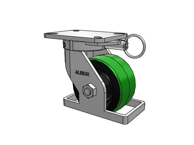 410 Series Top Plate Swivel Caster with 6 x 3 Green Tread on Black Cast Iron Core PY - Polyurethane (Cast Iron Core) Wheel