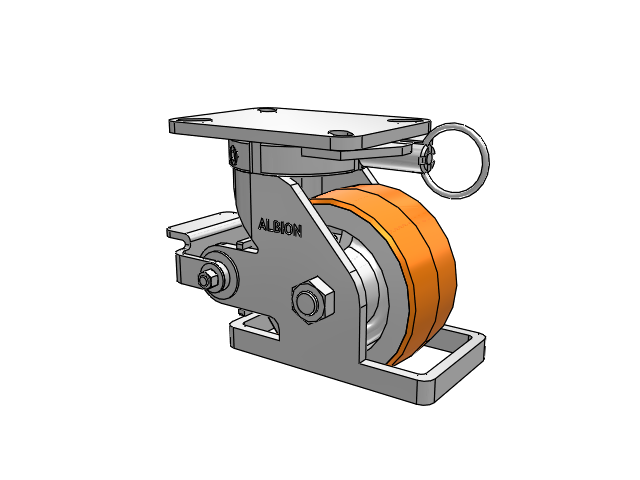 410 Series Top Plate Swivel Caster with 6 x 3 Red-Orange Tread on Cast Iron Core PY - Polyurethane 80A (Cast Iron Core) Wheel and Poly Cam Brake