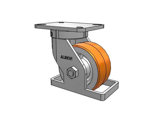 410 Series Top Plate Swivel Caster with 6 x 3 Red-Orange Tread on Cast Iron Core PY - Polyurethane 80A (Cast Iron Core) Wheel