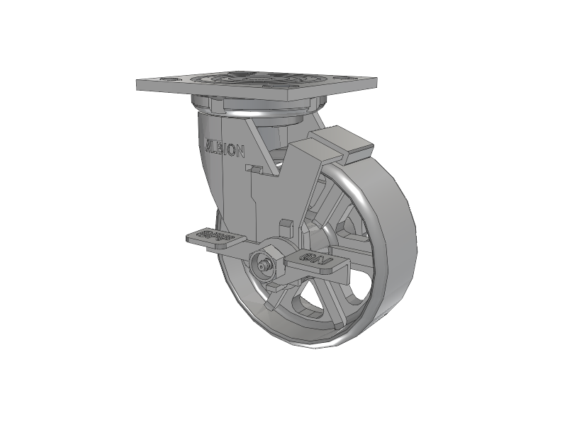 16 Series Top Plate Swivel Caster with 5 x 2 Grey Enamel CA - Cast Iron Wheel and Face Brake