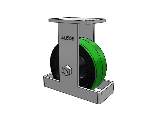 410 Series Top Plate Rigid Caster with 8 x 3 Green Tread on Black Cast Iron Core PY - Polyurethane (Cast Iron Core) Wheel