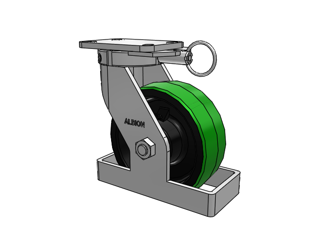410 Series Top Plate Swivel Caster with 8 x 3 Green Tread on Black Cast Iron Core PY - Polyurethane (Cast Iron Core) Wheel